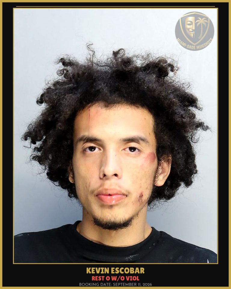 Escobar Kevin  Ricardo Arrested – REST O W/O VIOL – Miami-Dade County (September 11, 2026)
