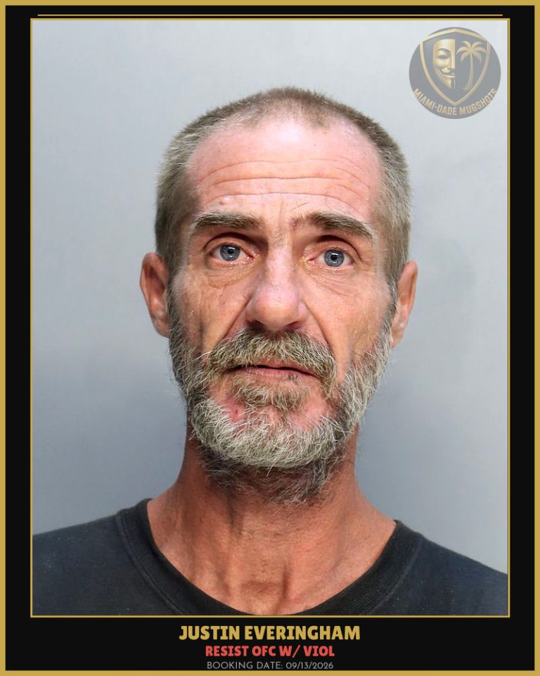 Everingham Justin Elliot Arrested – RESIST OFC W/ VIOL – Miami-Dade County (Unknown)