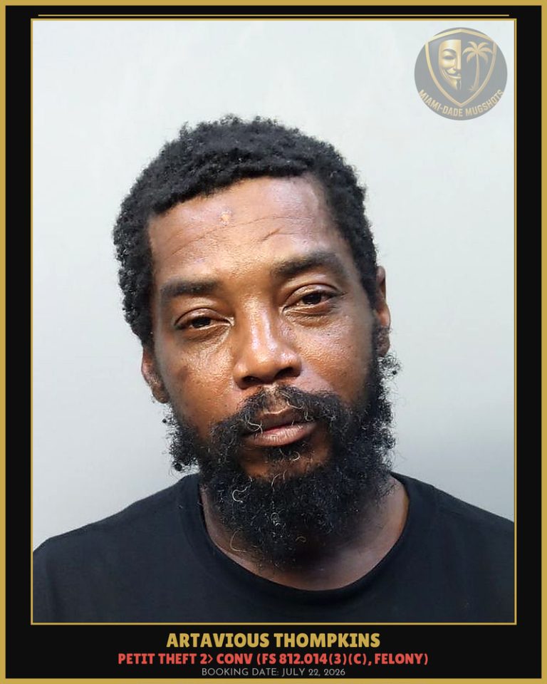 Artavious Thompkins Arrested – Miami-Dade County (July 22, 2026)