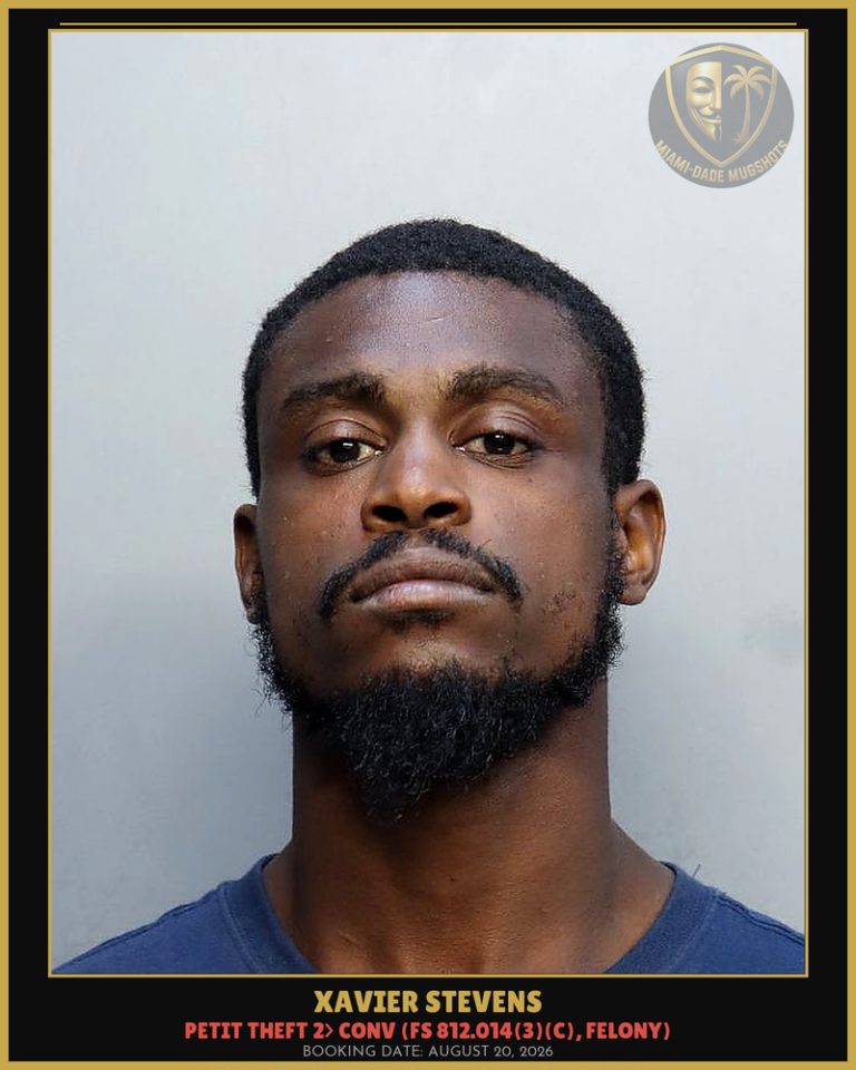 Xavier Stevens Arrested – Miami-Dade County (August 20, 2026)