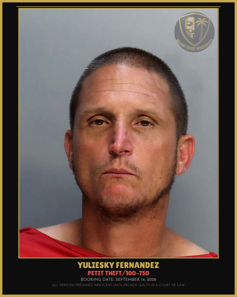 Fernandez Yuliesky Arrested – PETIT THEFT/100-750 – Miami-Dade County (September 14, 2026)