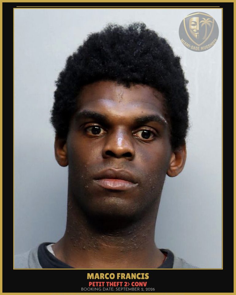 Francis Marco Tremayne Arrested – PETIT THEFT 2> CONV – Miami-Dade County (September 2, 2026)