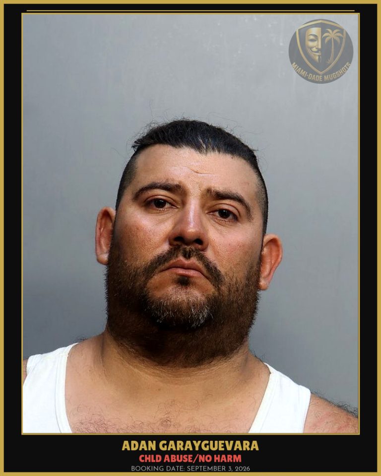 Garayguevara Adan Ricardo Arrested – CHLD ABUSE/NO HARM – Miami-Dade County (September 3, 2026)