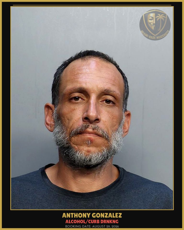 Gonzalez Anthony  Lorenzo Arrested – ALCOHOL/CURB DRNKNG – Miami-Dade County (August 29, 2026)