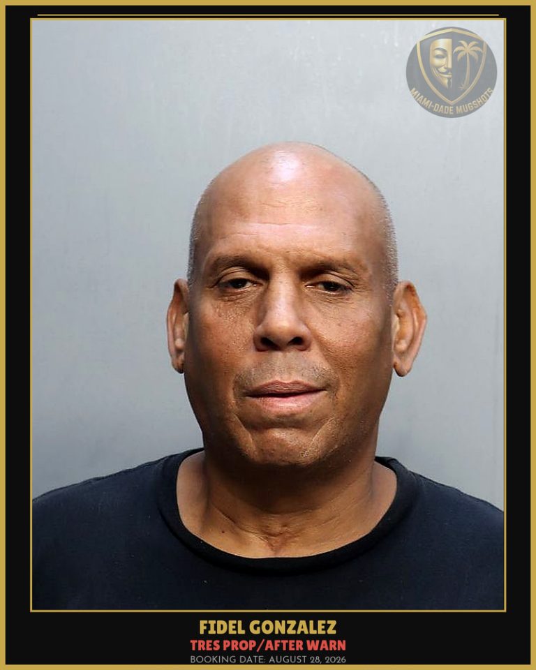Gonzalez Fidel Pons Arrested – TRES PROP/AFTER WARN – Miami-Dade County (August 28, 2026)