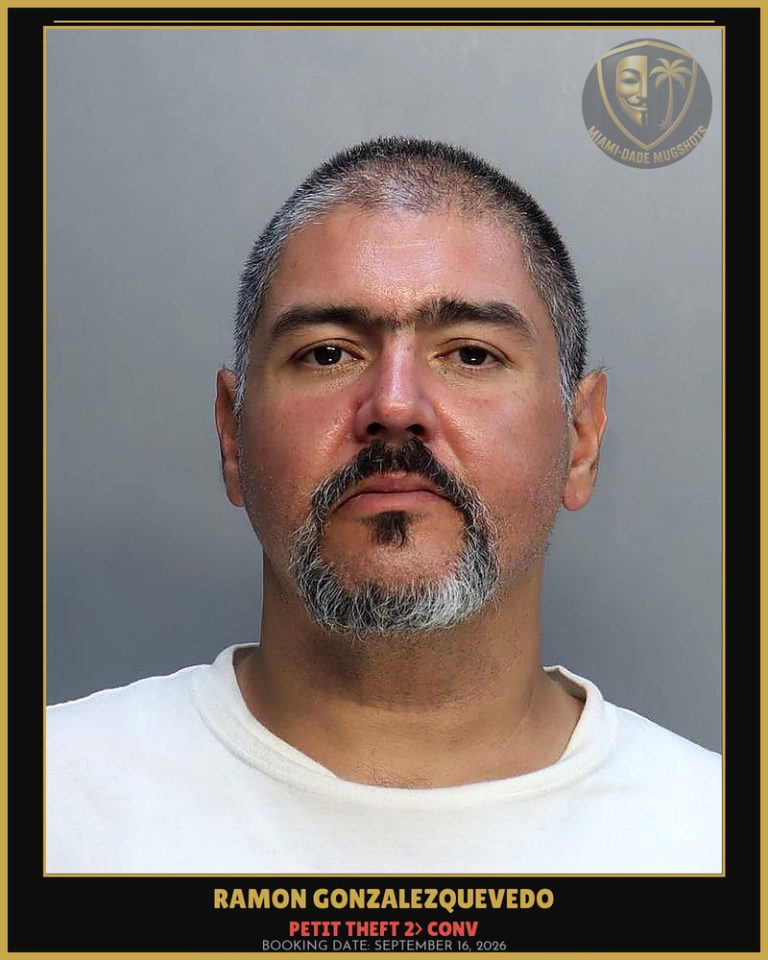 Gonzalezquevedo Ramon  Miguel Arrested – PETIT THEFT 2> CONV – Miami-Dade County (September 16, 2026)