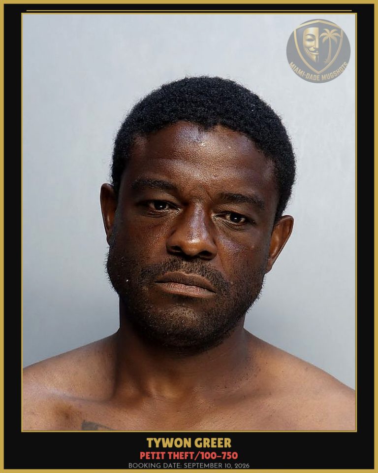Greer Tywon Arrested – PETIT THEFT/100-750 – Miami-Dade County (September 10, 2026)