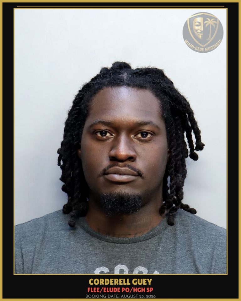 Guey Corderell Peter Arrested – FLEE/ELUDE PO/HGH SP – Miami-Dade County (August 25, 2026)