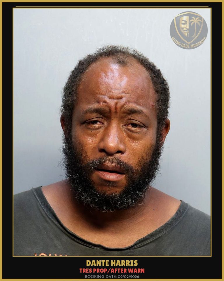Harris Dante Arrested – TRES PROP/AFTER WARN – Miami-Dade County (Unknown)