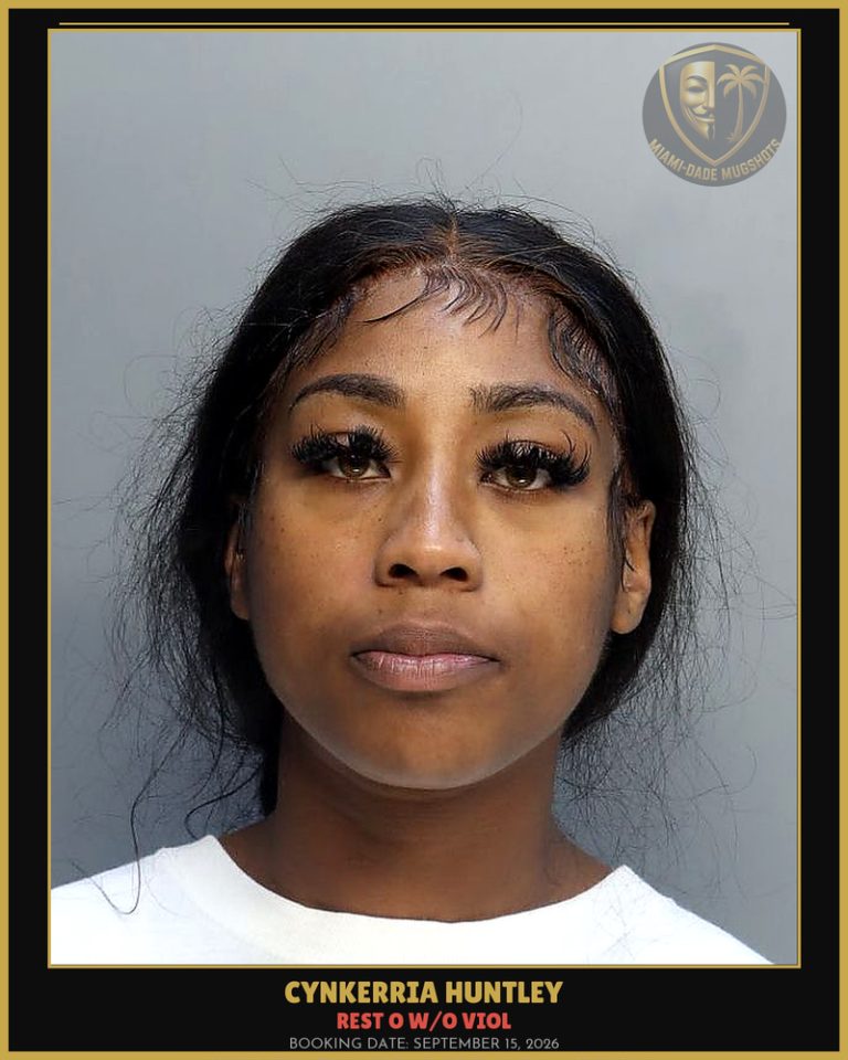 Huntley Cynkerria Arrested – REST O W/O VIOL – Miami-Dade County (September 15, 2026)