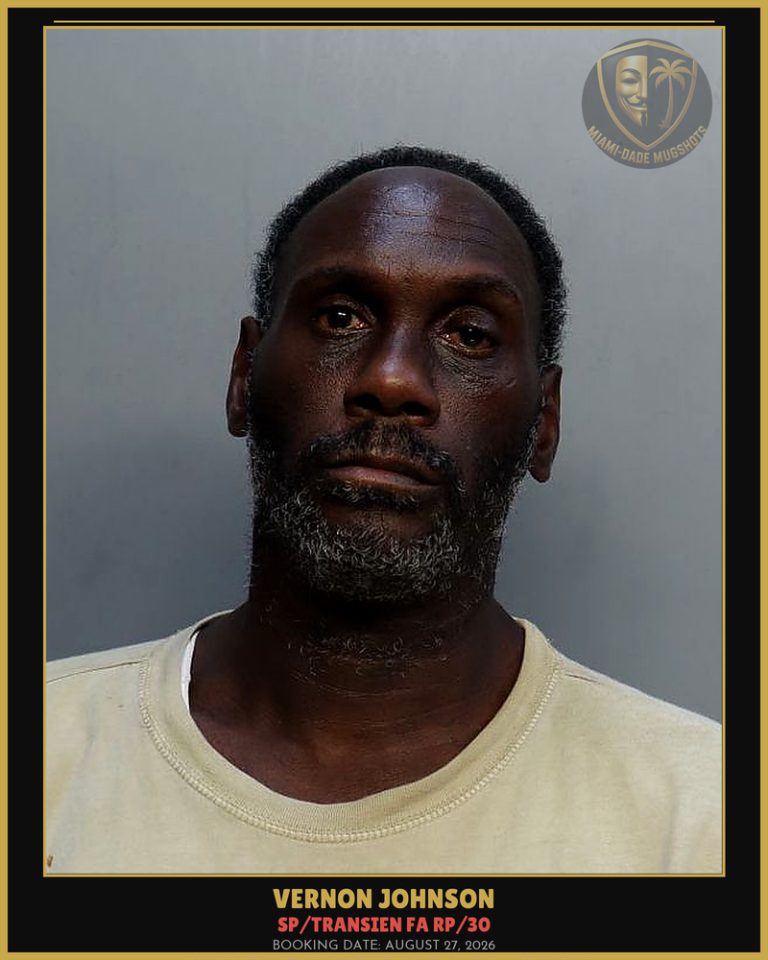Johnson Vernon Arrested – SP/TRANSIEN FA RP/30 – Miami-Dade County (August 27, 2026)
