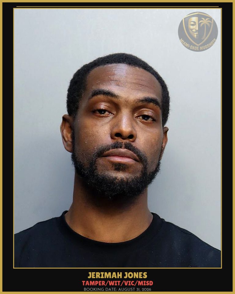 Jones Jerimah Arrested – TAMPER/WIT/VIC/MISD – Miami-Dade County (August 31, 2026)