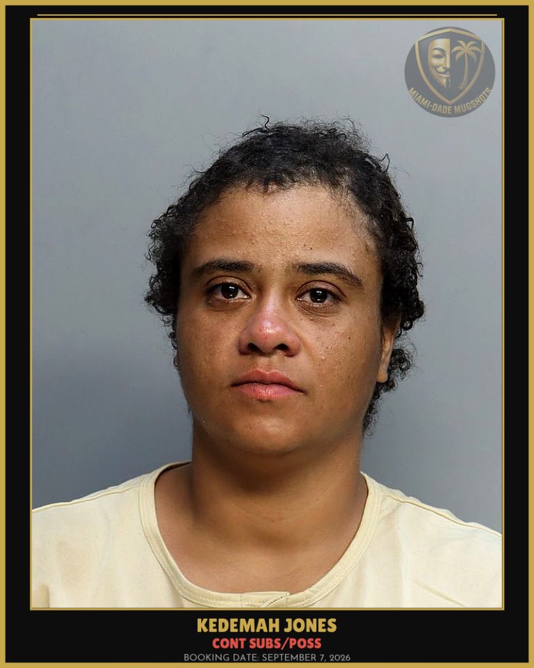 Jones Kedemah  V Arrested – CONT SUBS/POSS – Miami-Dade County (September 7, 2026)