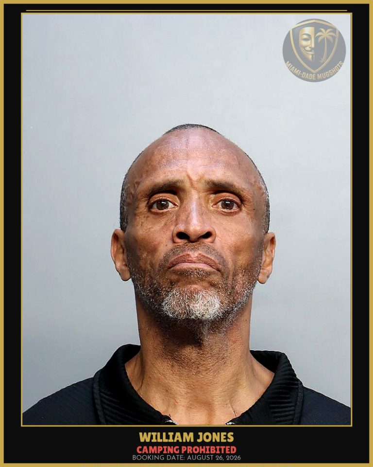Jones William Gordon Arrested – CAMPING PROHIBITED – Miami-Dade County (August 26, 2026)