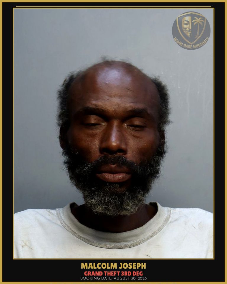 Joseph Malcolm  Nathaniel Arrested – GRAND THEFT 3RD DEG – Miami-Dade County (August 30, 2026)