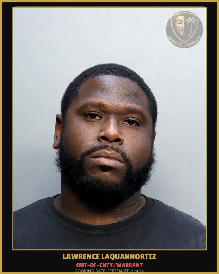 Laquannortiz Lawrence Arrested – OUT-OF-CNTY/WARRANT – Miami-Dade County (September 2, 2026)
