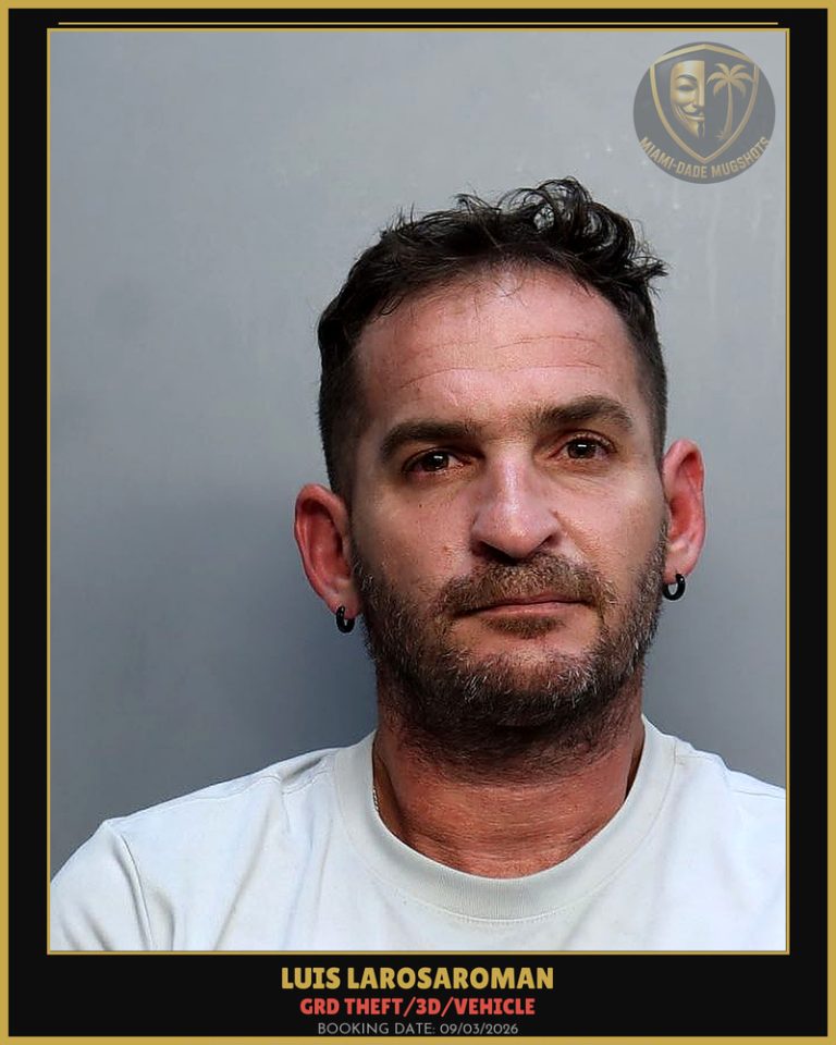 Larosaroman Luis Tomas Arrested – GRD THEFT/3D/VEHICLE – Miami-Dade County (Unknown)