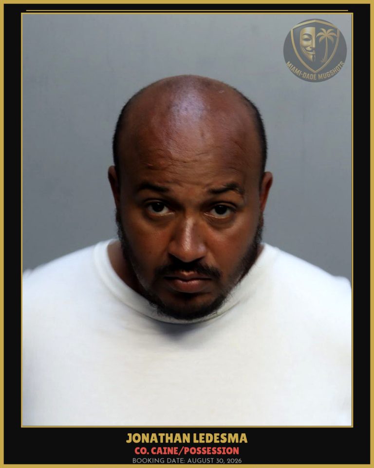 Ledesma Jonathan Jesus Arrested – Co. Caine/POSSESSION – Miami-Dade County (August 30, 2026)