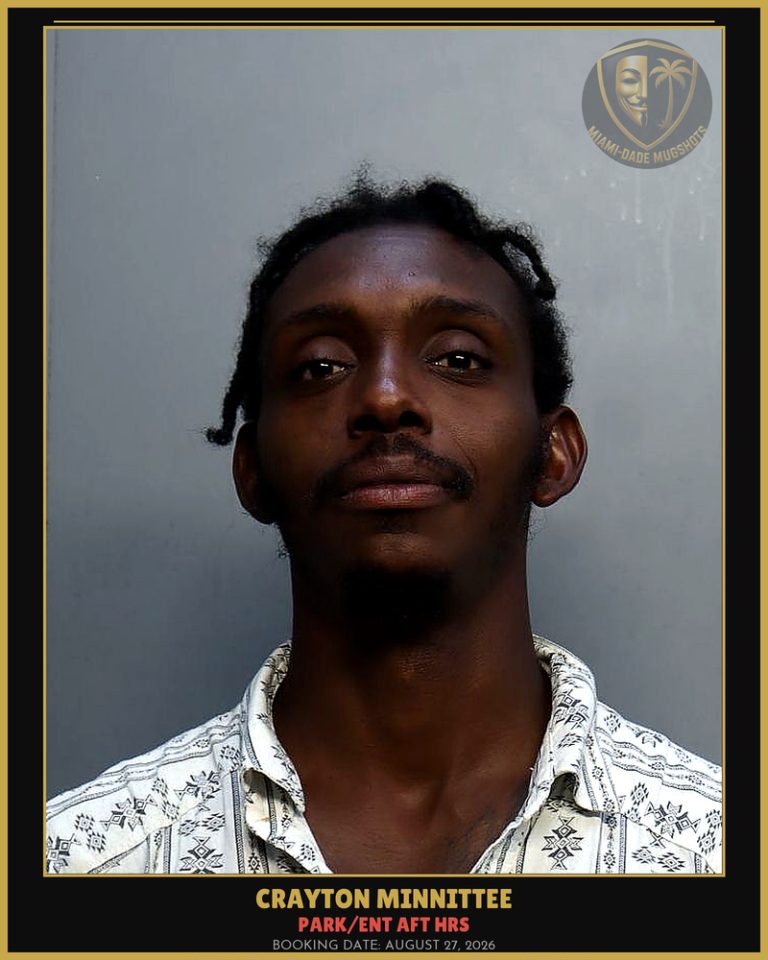 Minnittee Crayton Oneal Arrested – PARK/ENT AFT HRS – Miami-Dade County (August 27, 2026)