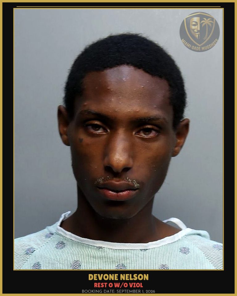 Nelson Devone Arrested – REST O W/O VIOL – Miami-Dade County (September 1, 2026)