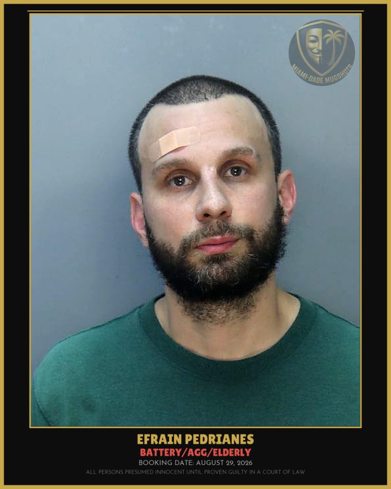 Pedrianes Efrain  Andres Arrested – BATTERY/AGG/ELDERLY – Miami-Dade County (August 29, 2026)