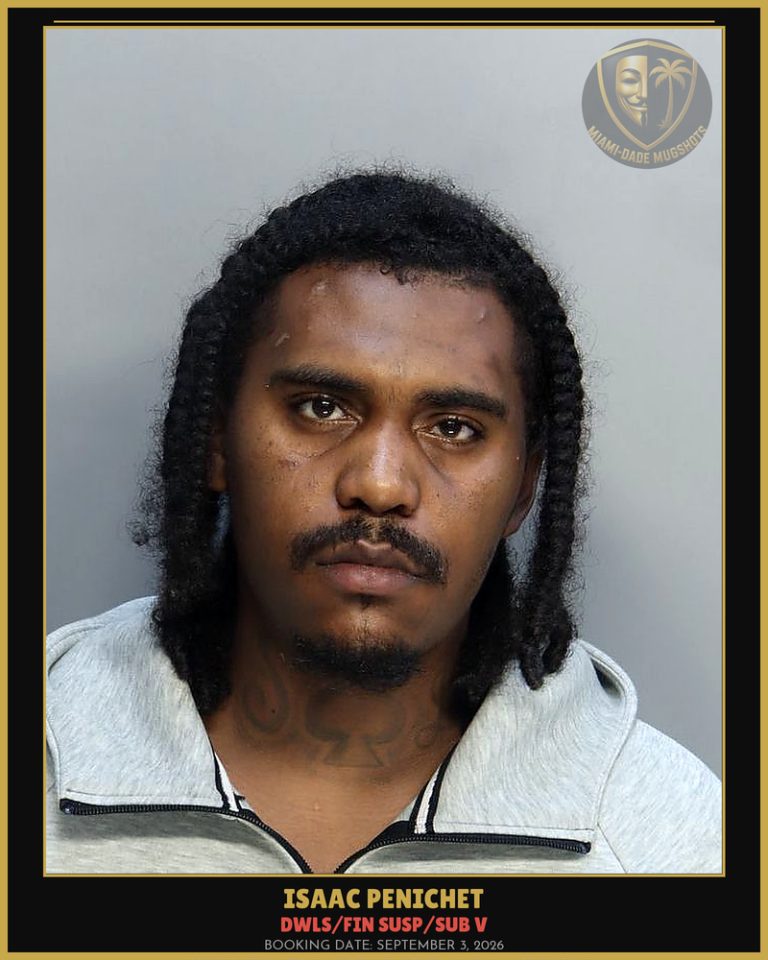 Penichet Isaac Anthony Arrested – DWLS/FIN SUSP/SUB V – Miami-Dade County (September 3, 2026)