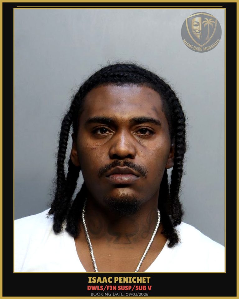 Penichet Isaac Anthony Arrested – DWLS/FIN SUSP/SUB V – Miami-Dade County (Unknown)