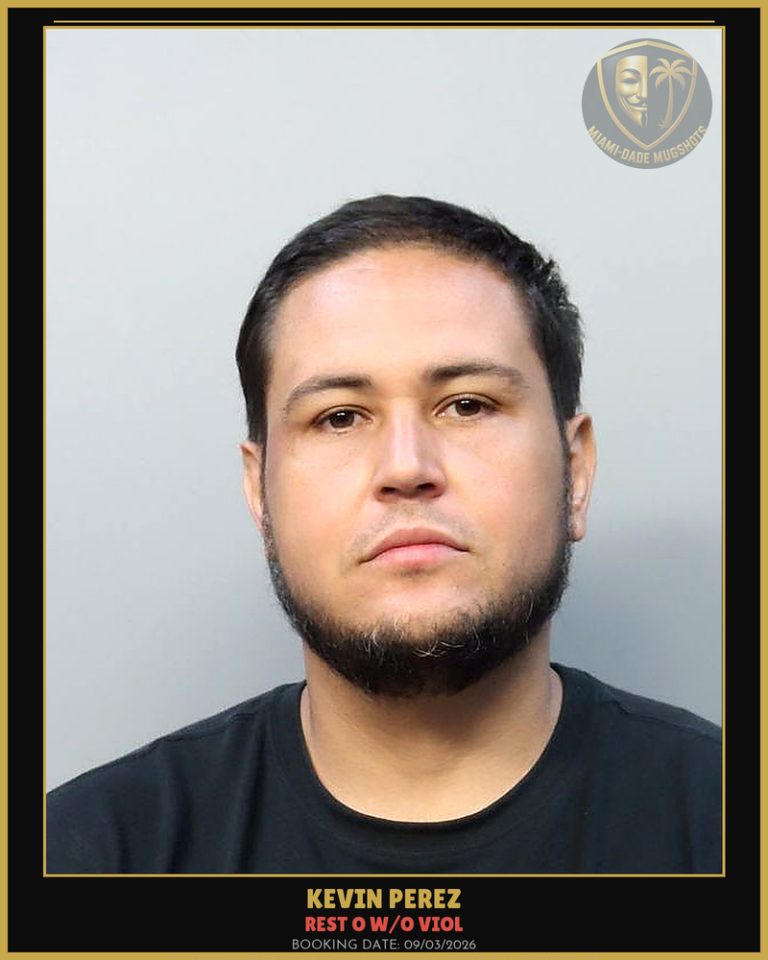 Perez Kevin Carlos Arrested – REST O W/O VIOL – Miami-Dade County (Unknown)