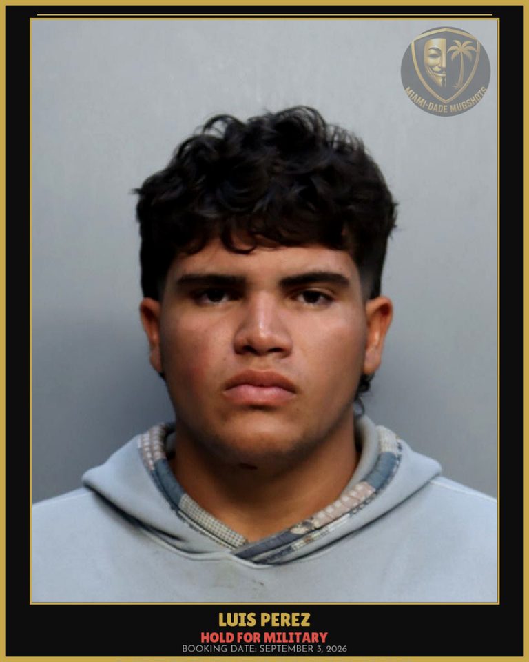 Perez Luis Manuel Arrested – HOLD FOR MILITARY – Miami-Dade County (September 3, 2026)