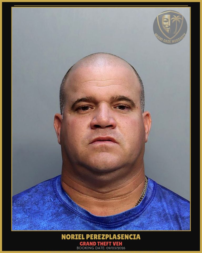 Perezplasencia Noriel Arrested – GRAND THEFT VEH – Miami-Dade County (Unknown)