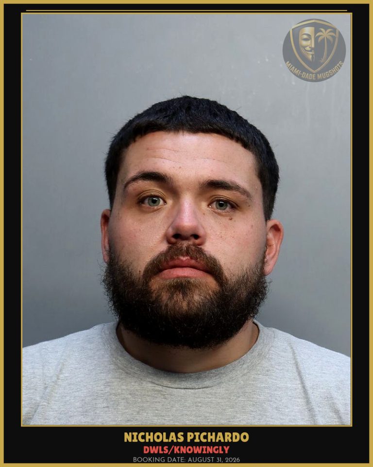 Pichardo Nicholas  Sean Arrested – DWLS/KNOWINGLY – Miami-Dade County (August 31, 2026)