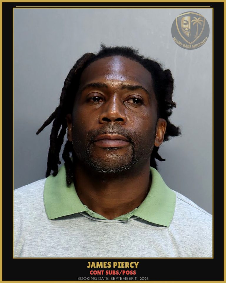 Piercy James Edward Arrested – CONT SUBS/POSS – Miami-Dade County (September 11, 2026)