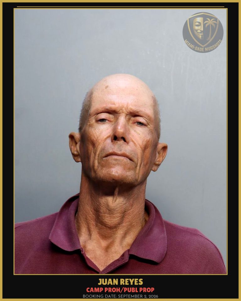 Reyes Juan  Francisco Arrested – CAMP PROH/PUBL PROP – Miami-Dade County (September 2, 2026)