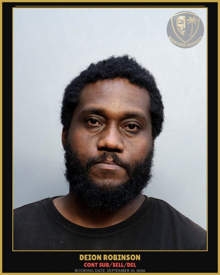 Robinson Deion Arrested – CONT SUB/SELL/DEL – Miami-Dade County (September 10, 2026)