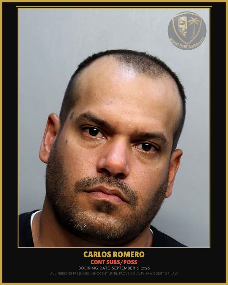 Romero Carlos Humberto Arrested – CONT SUBS/POSS – Miami-Dade County (September 3, 2026)