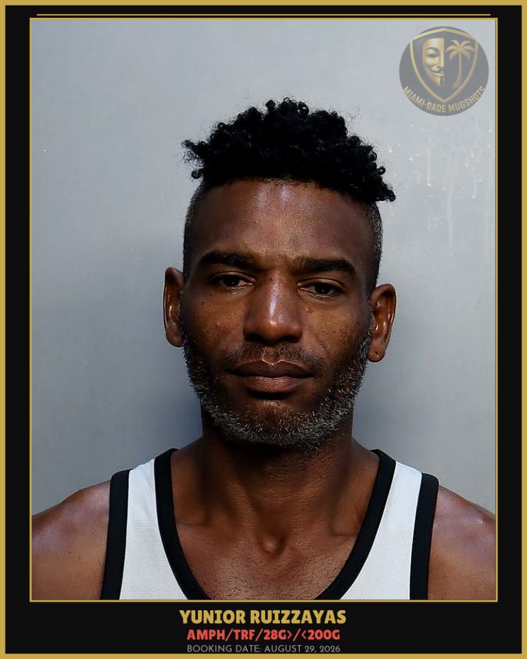 Ruizzayas Yunior Arrested – AMPH/TRF/28G>/<200G – Miami-Dade County (August 29, 2026)