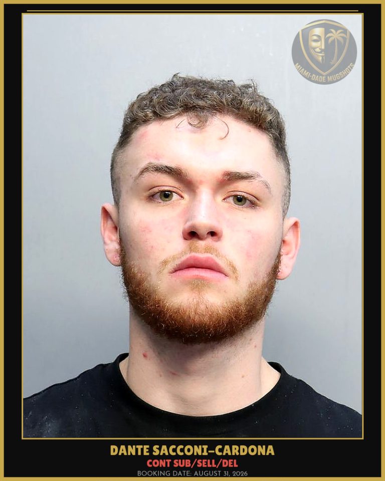 Sacconi-Cardona Dante  Isaac Arrested – CONT SUB/SELL/DEL – Miami-Dade County (August 31, 2026)