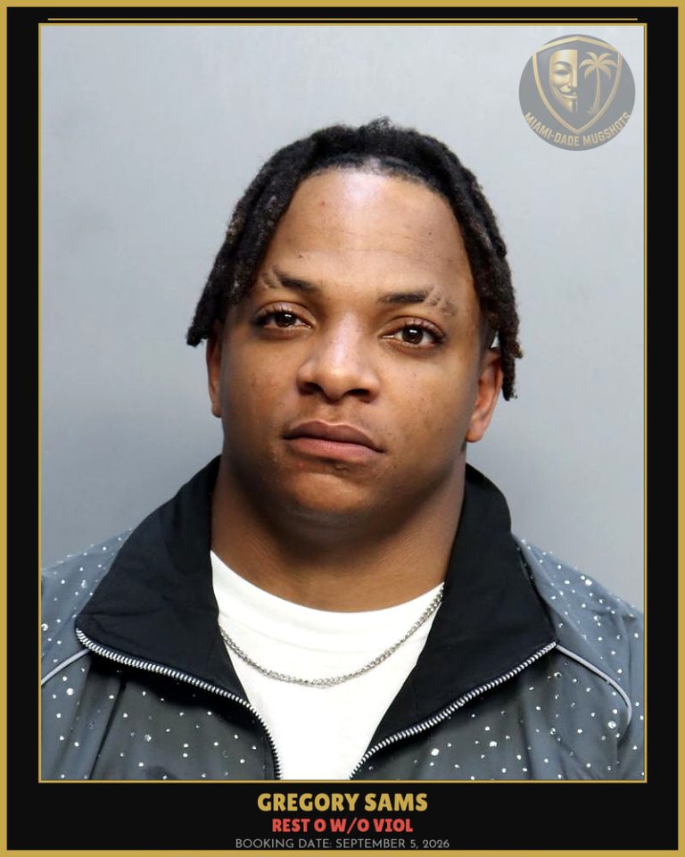 Sams Gregory Eugene Arrested – REST O W/O VIOL – Miami-Dade County (September 5, 2026)