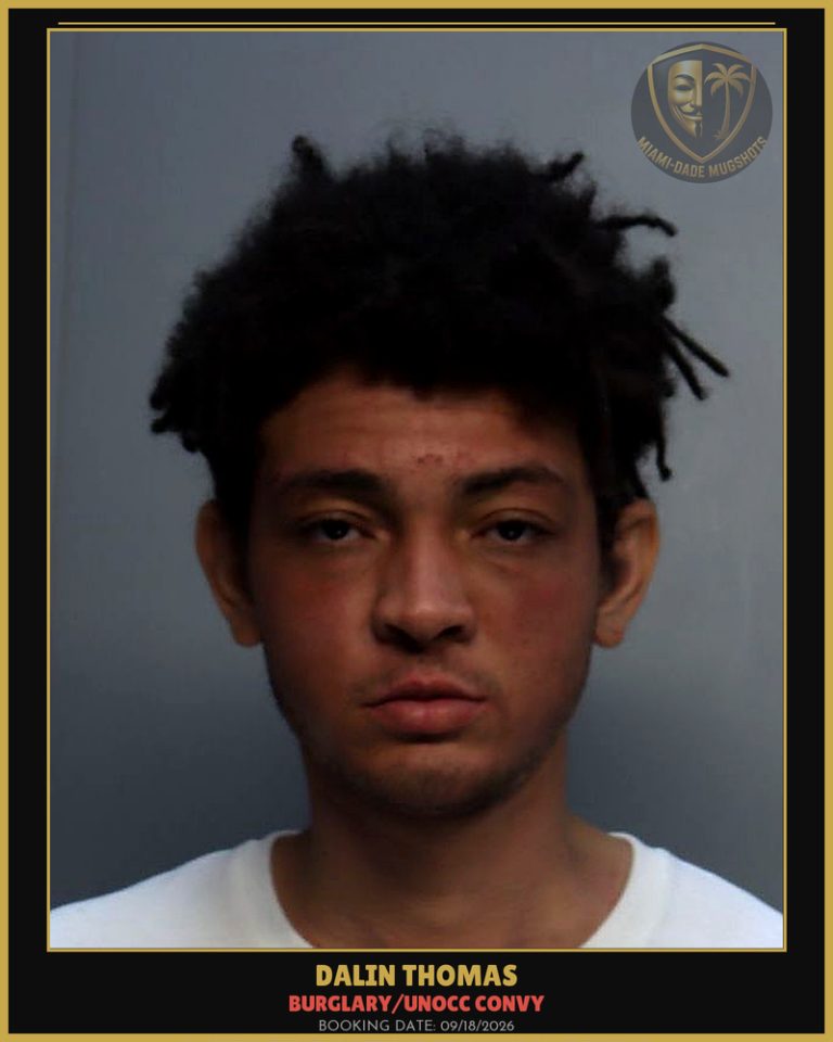 Thomas Dalin  Tristan Arrested – BURGLARY/UNOCC CONVY – Miami-Dade County (Unknown)