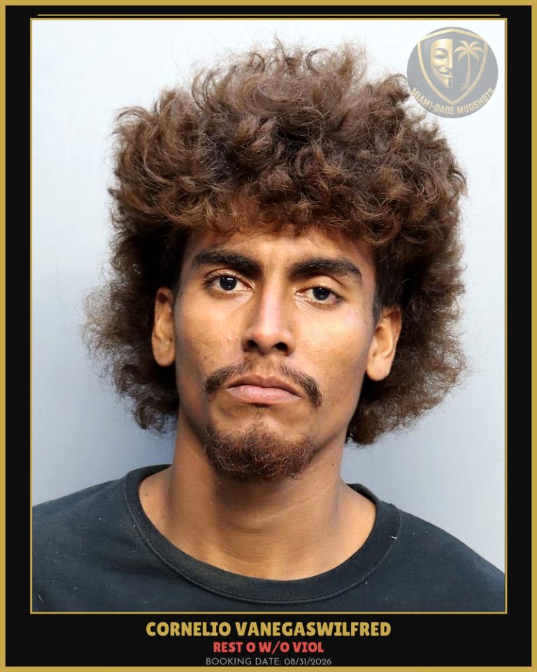 Vanegaswilfred Cornelio Zeus Arrested – REST O W/O VIOL – Miami-Dade County (Unknown)