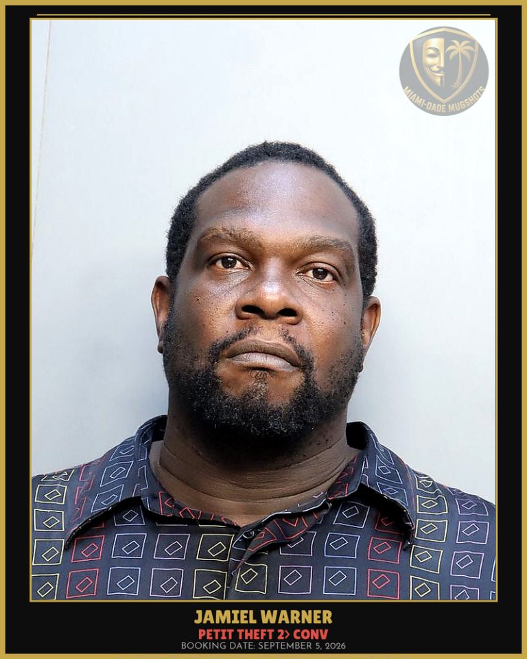 Warner Jamiel Arrested – PETIT THEFT 2> CONV – Miami-Dade County (September 5, 2026)
