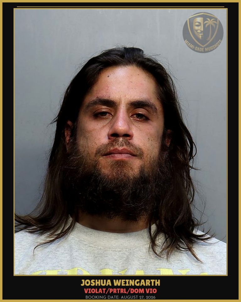 Weingarth Joshua  Allen Arrested – VIOLAT/PRTRL/DOM VIO – Miami-Dade County (August 27, 2026)