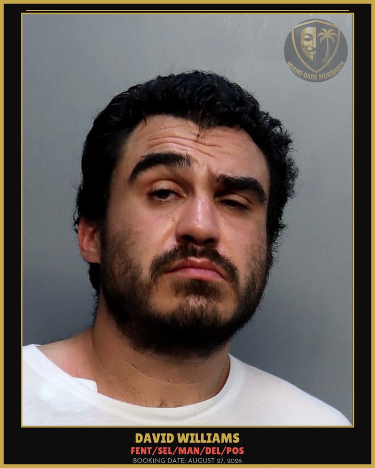 Williams David  Cruz Arrested – FENT/SEL/MAN/DEL/POS – Miami-Dade County (August 27, 2026)