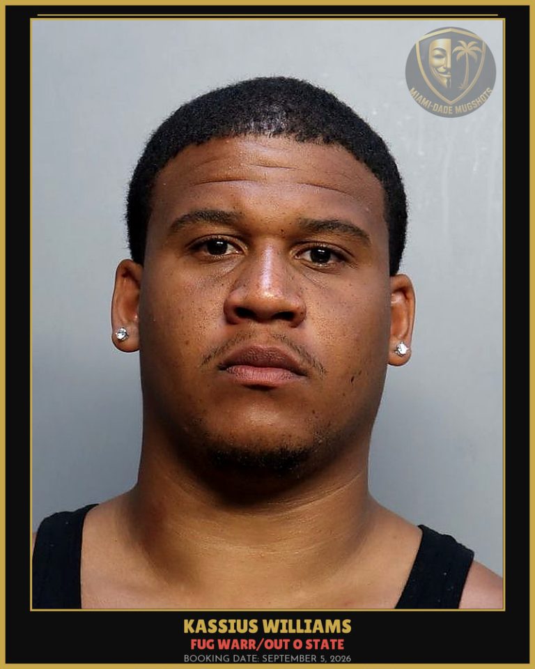 Williams Kassius Jayquan Arrested – FUG WARR/OUT O STATE – Miami-Dade County (September 5, 2026)
