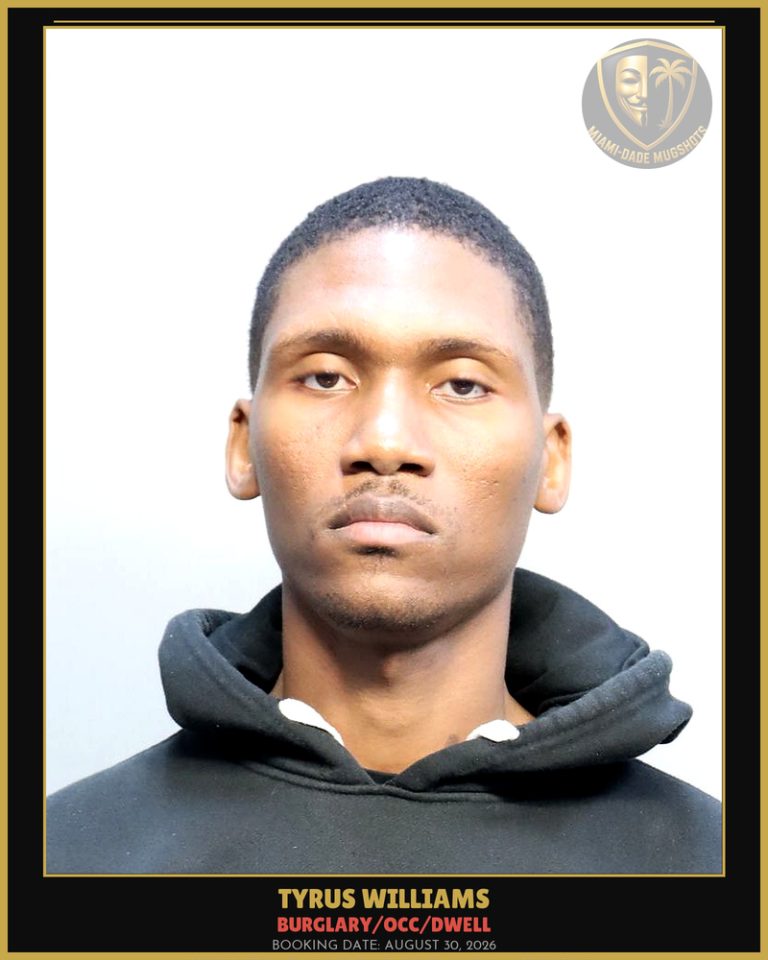 Williams Tyrus Arrested – BURGLARY/OCC/DWELL – Miami-Dade County (August 30, 2026)