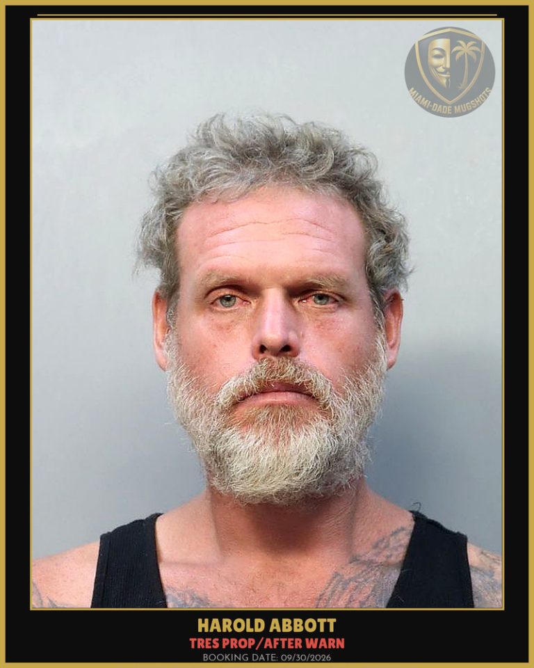 Abbott Harold Steven Arrested – TRES PROP/AFTER WARN – Miami-Dade County (Unknown)