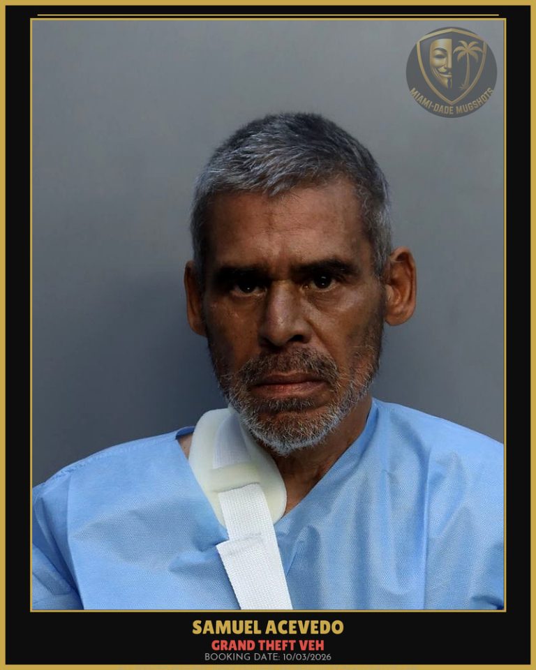 Acevedo Samuel Arrested – GRAND THEFT VEH – Miami-Dade County (Unknown)