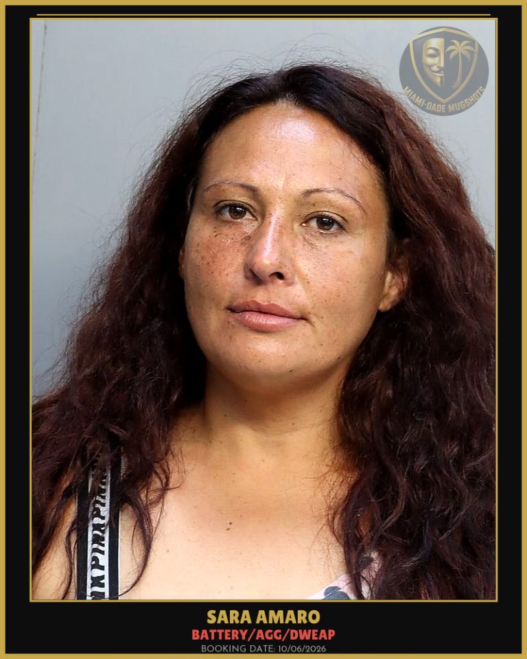 Amaro Sara  Teresa Arrested – BATTERY/AGG/DWEAP – Miami-Dade County (Unknown)