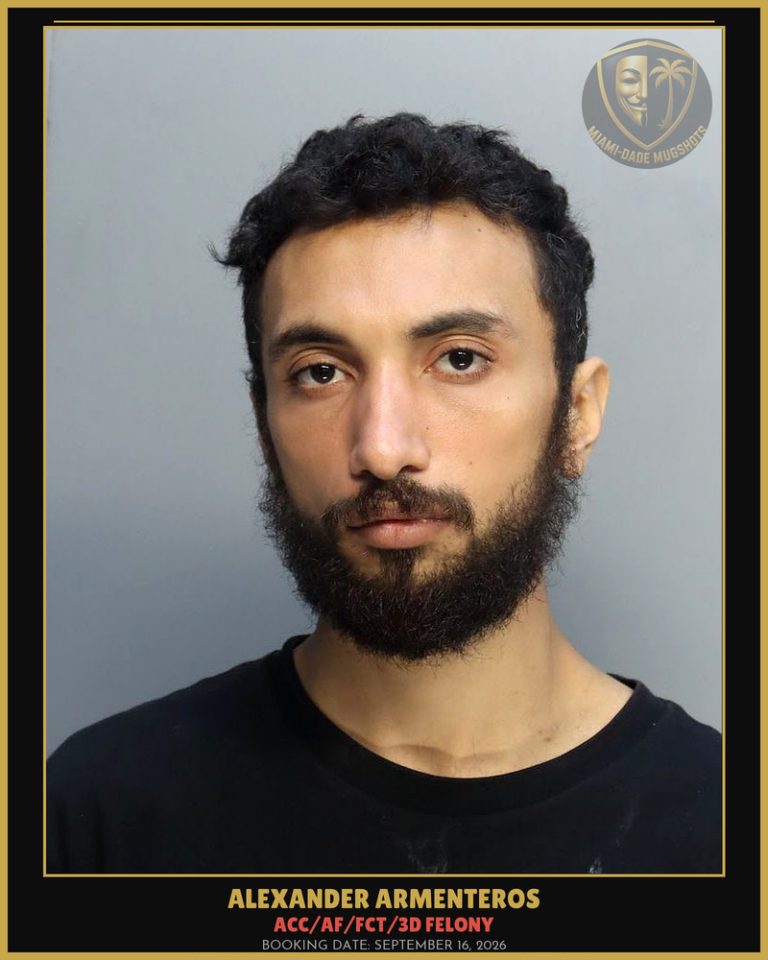 Armenteros Alexander Arrested – ACC/AF/FCT/3D FELONY – Miami-Dade County (September 16, 2026)