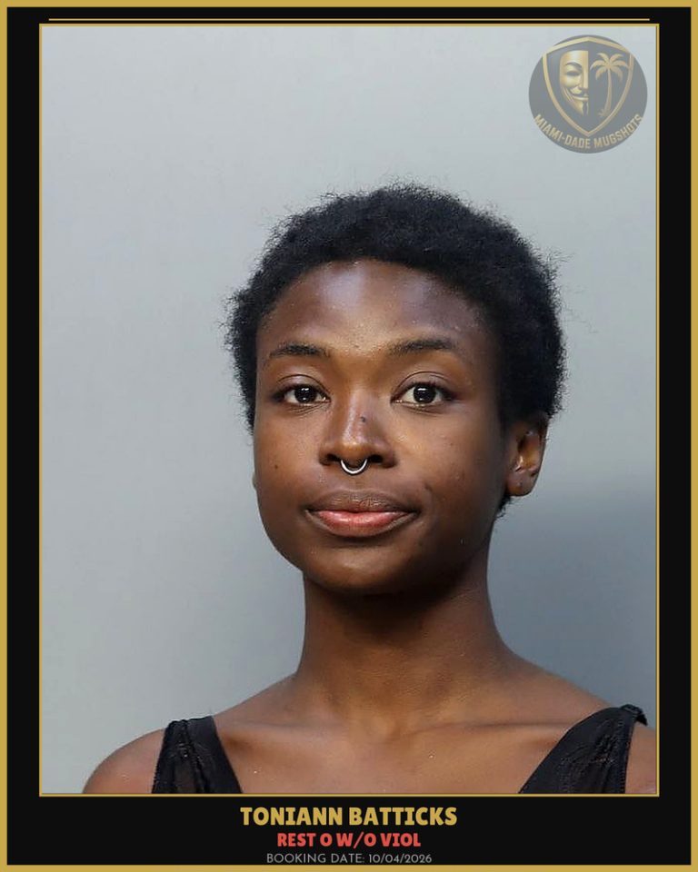Batticks Toniann Brittan Arrested – REST O W/O VIOL – Miami-Dade County (Unknown)